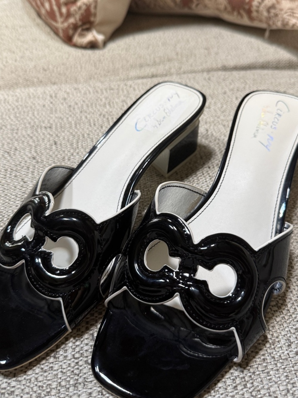 Circus by Sam Edelman Black Patent Slip-On Block Heel Mules